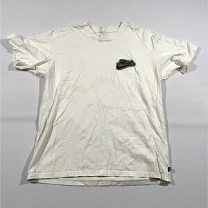 Nike Shirt Mens White Freak Logo Short Sleeve Loose Fit Cotton Tee Sz S STAIN